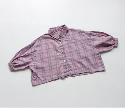 長袖シャツ・ブラウス Lavender / 3T 90cm / 取り寄せ（7〜35日） キッズ チェック ルーズ シャツ