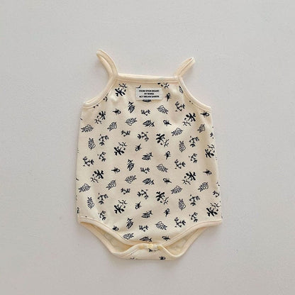 ノースリーブロンパース Leaf / 6M 66cm ベビー キャミソール ロンパース うさぎ バニー リーフ フラワー【mh0001356】