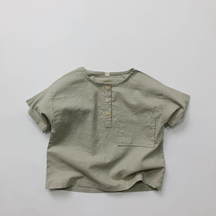 半袖シャツ・ブラウス light green / 12M/80cm キッズ コットンリネン 半袖 シャツ ブラウス
