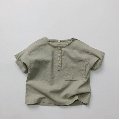 半袖シャツ・ブラウス light green / 12M/80cm キッズ コットンリネン 半袖 シャツ ブラウス