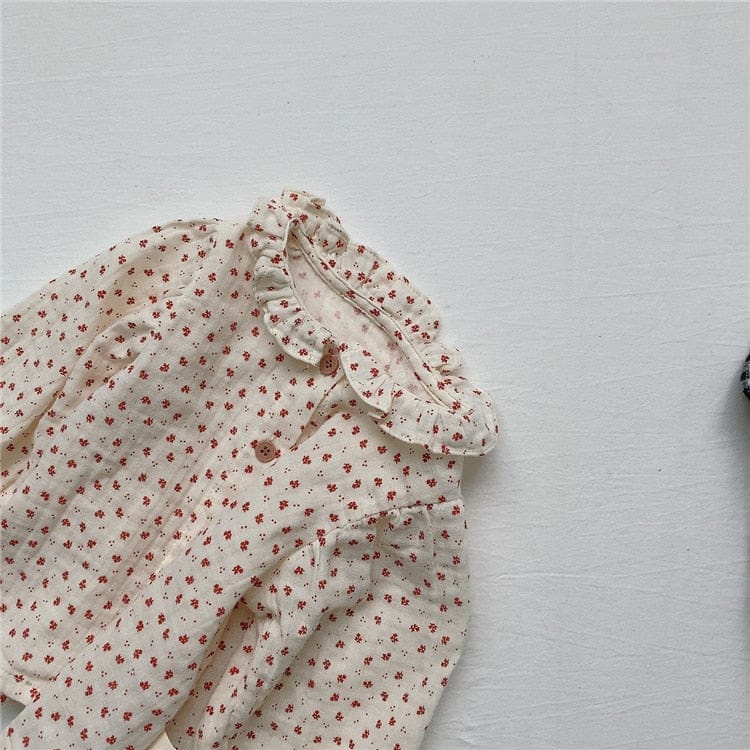 長袖シャツ・ブラウス ベビー フラワー チェック フリル 長袖 ブラウス トップス【mh0000030】