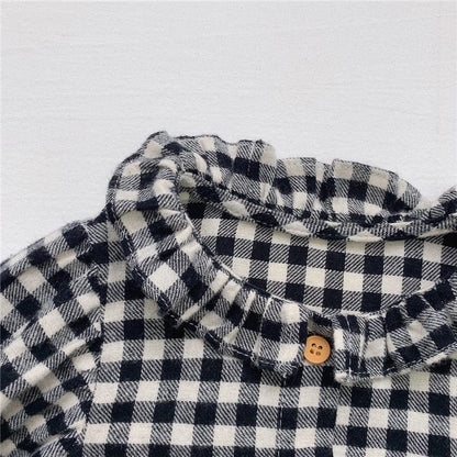 長袖シャツ・ブラウス ベビー フラワー チェック フリル 長袖 ブラウス トップス【mh0000030】