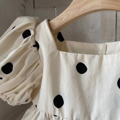 半袖ロンパース ベビー 水玉 ふんわり袖 ロンパース【mh0000037】