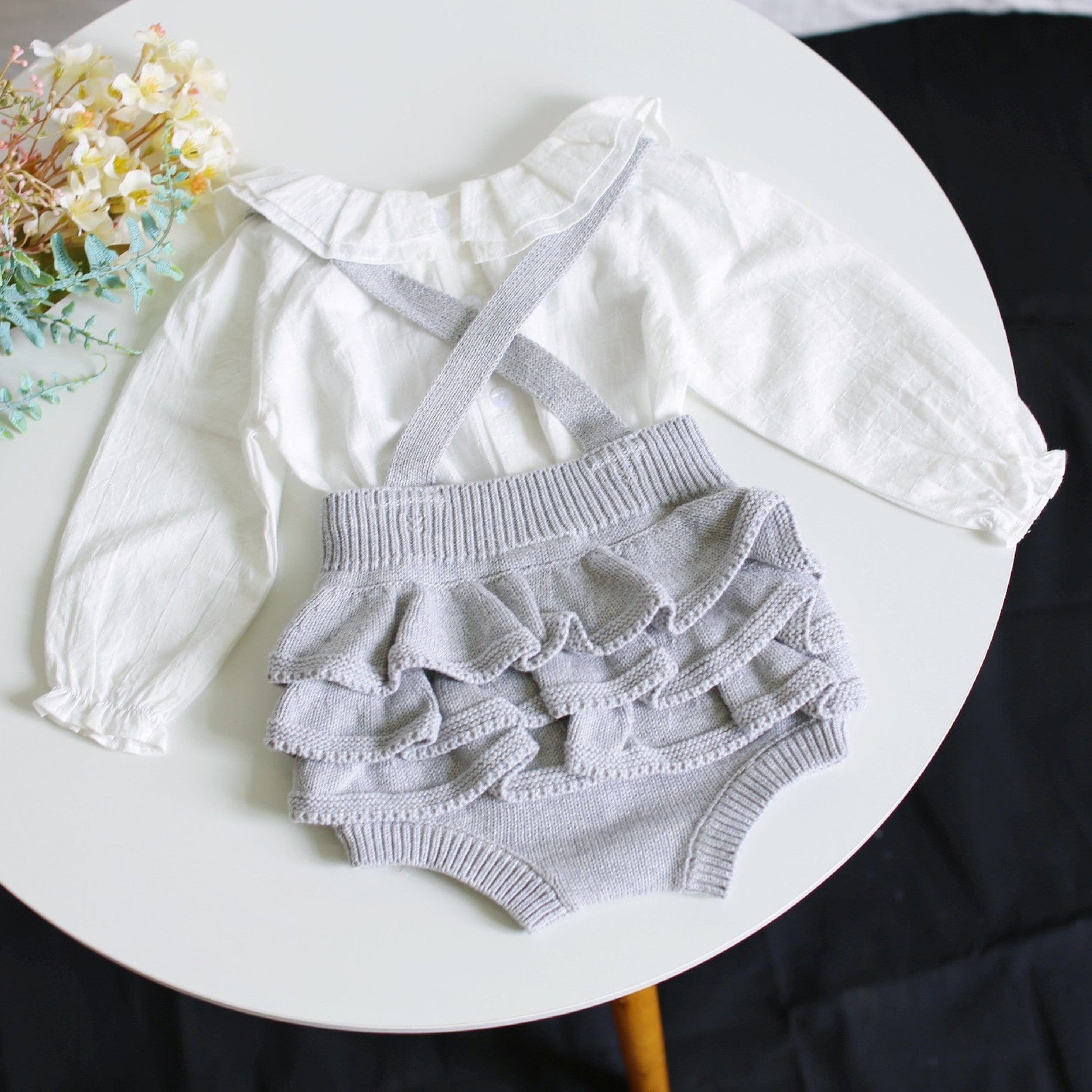 ブルマパンツ ベビー フリル ニット サスペンダー ブルマ【mh0000048】