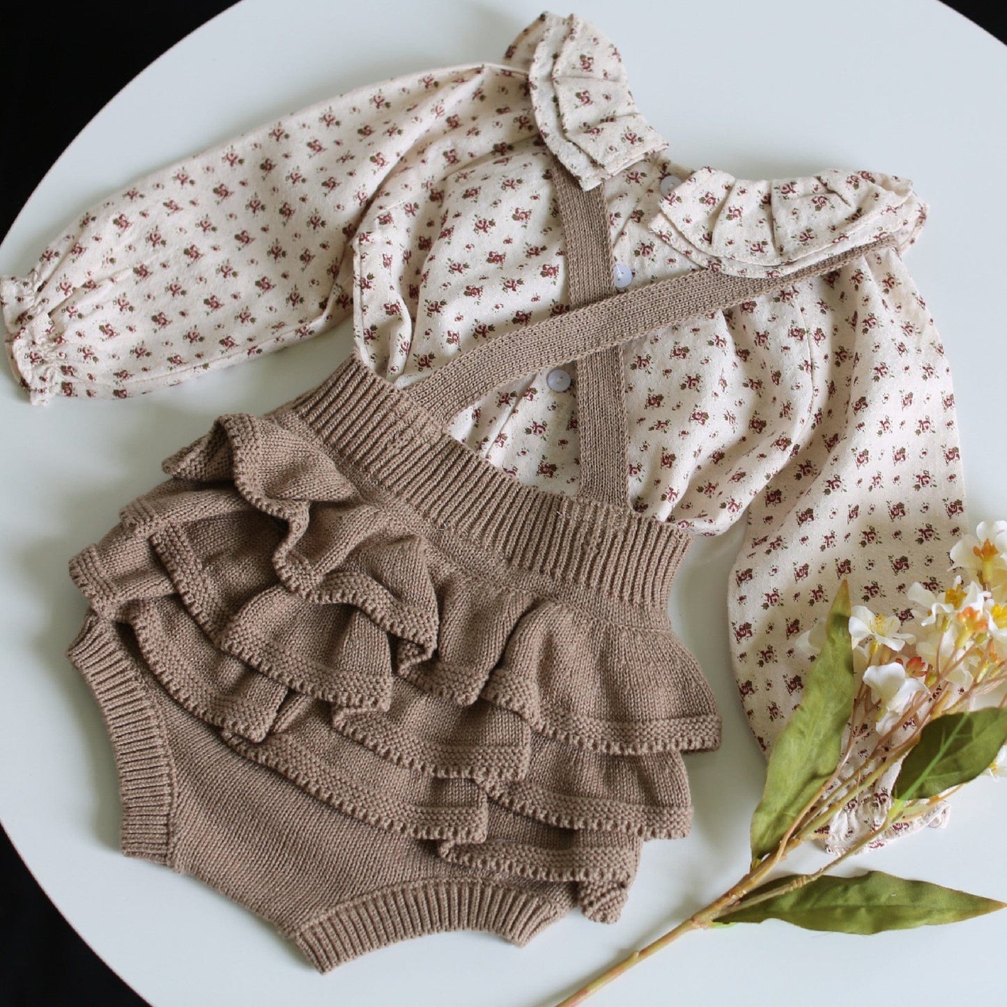 ブルマパンツ ベビー フリル ニット サスペンダー ブルマ【mh0000048】