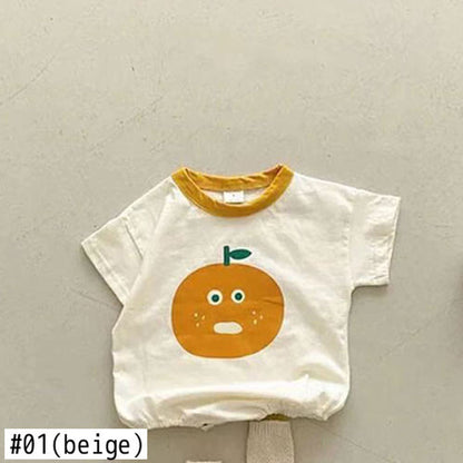半袖ロンパース ベビー オレンジ 半袖ロンパース【mh0000076】