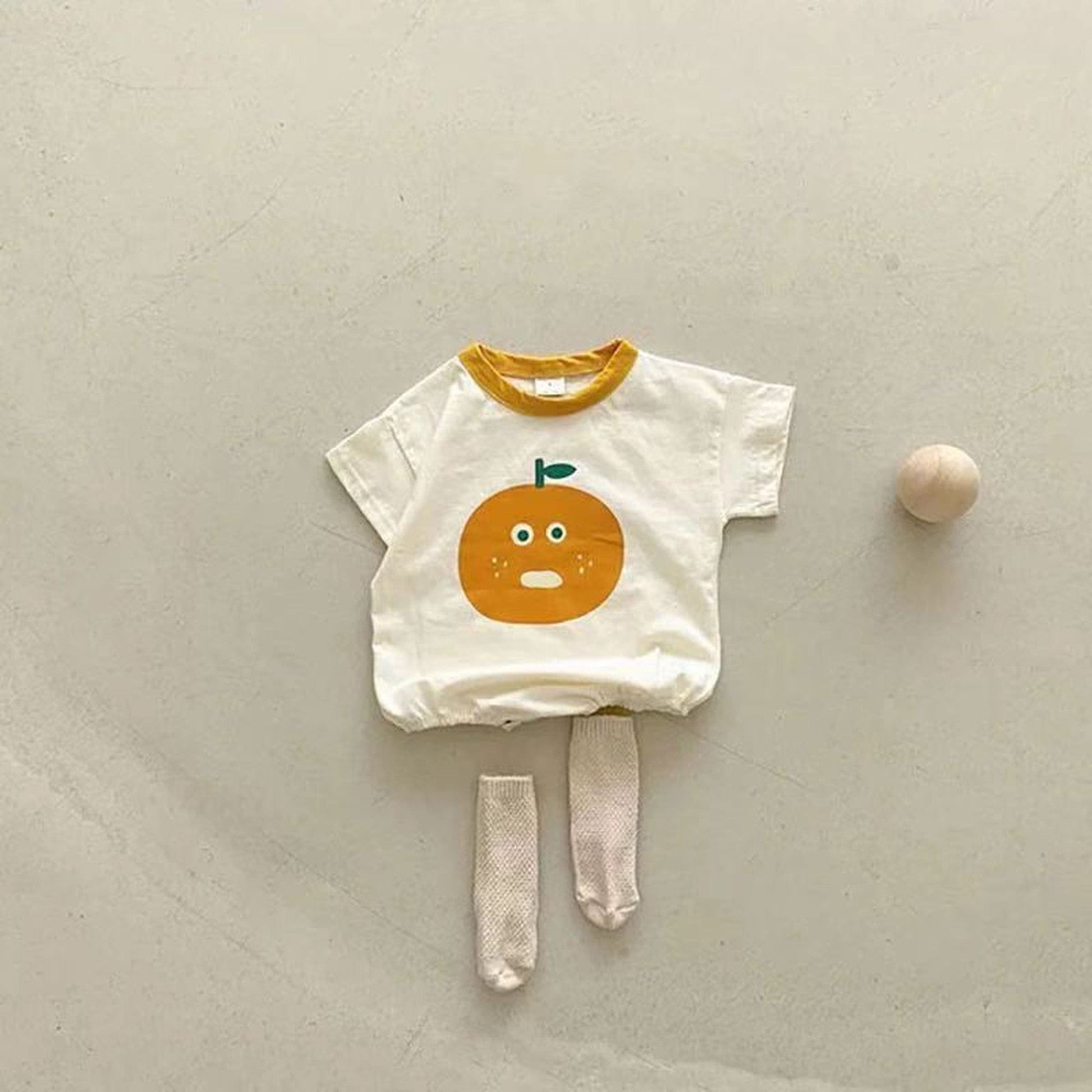 半袖ロンパース ベビー オレンジ 半袖ロンパース【mh0000076】