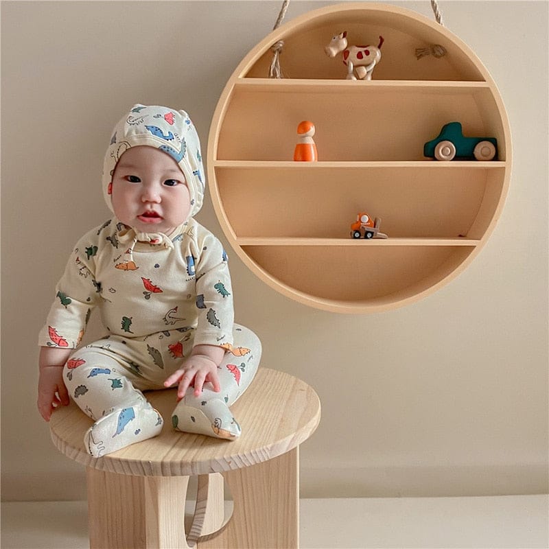 長袖セットアップ ベビー セットアップ ロンパース パンツ 帽子 セット【mh0000080】