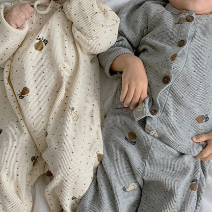 長袖パジャマ ベビー 梨 ロンパース セットアップ パジャマ ママ お揃い リンクコーデ【mh0000094】