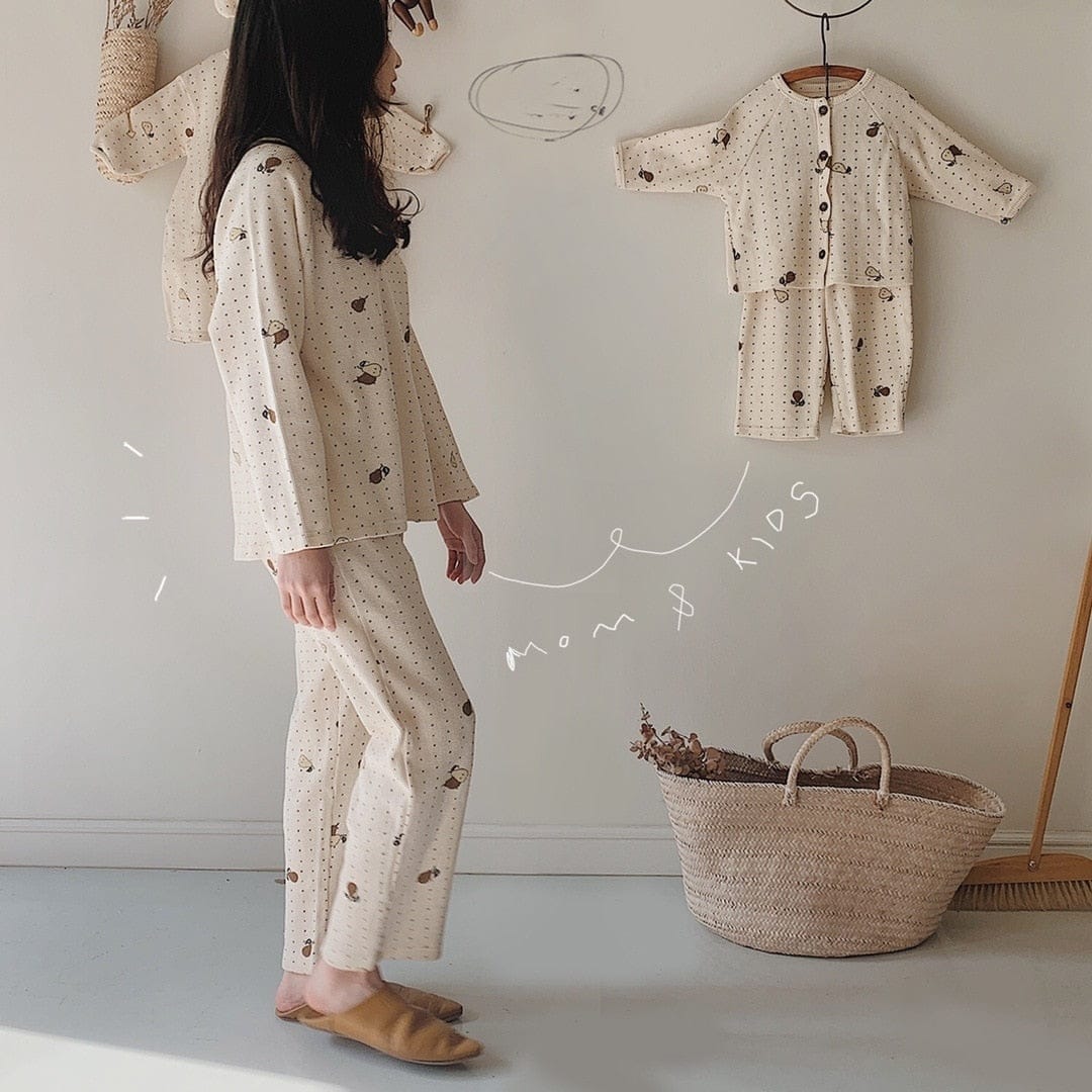 長袖パジャマ ベビー 梨 ロンパース セットアップ パジャマ ママ お揃い リンクコーデ【mh0000094】