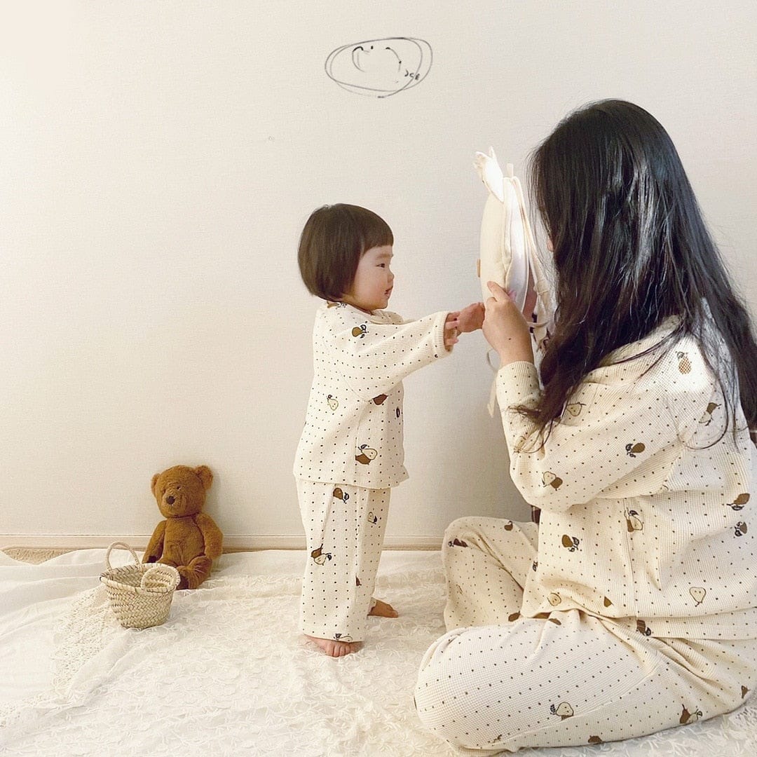 長袖パジャマ ベビー 梨 ロンパース セットアップ パジャマ ママ お揃い リンクコーデ【mh0000094】