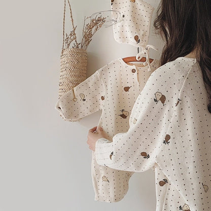 長袖パジャマ ベビー 梨 ロンパース セットアップ パジャマ ママ お揃い リンクコーデ【mh0000094】