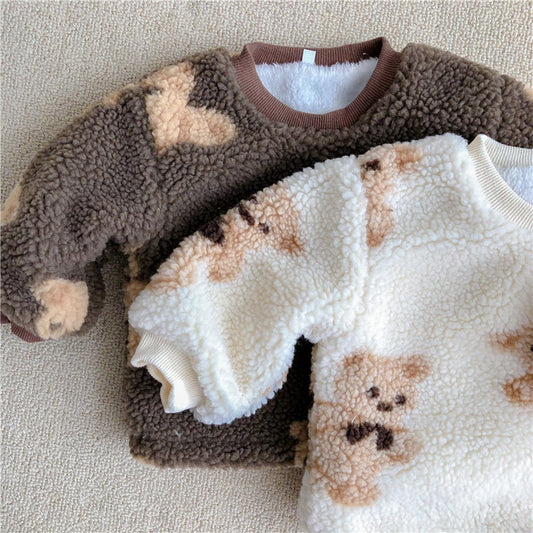 長袖セットアップ ベビー くま フリース トップス パンツ【mh0000098】