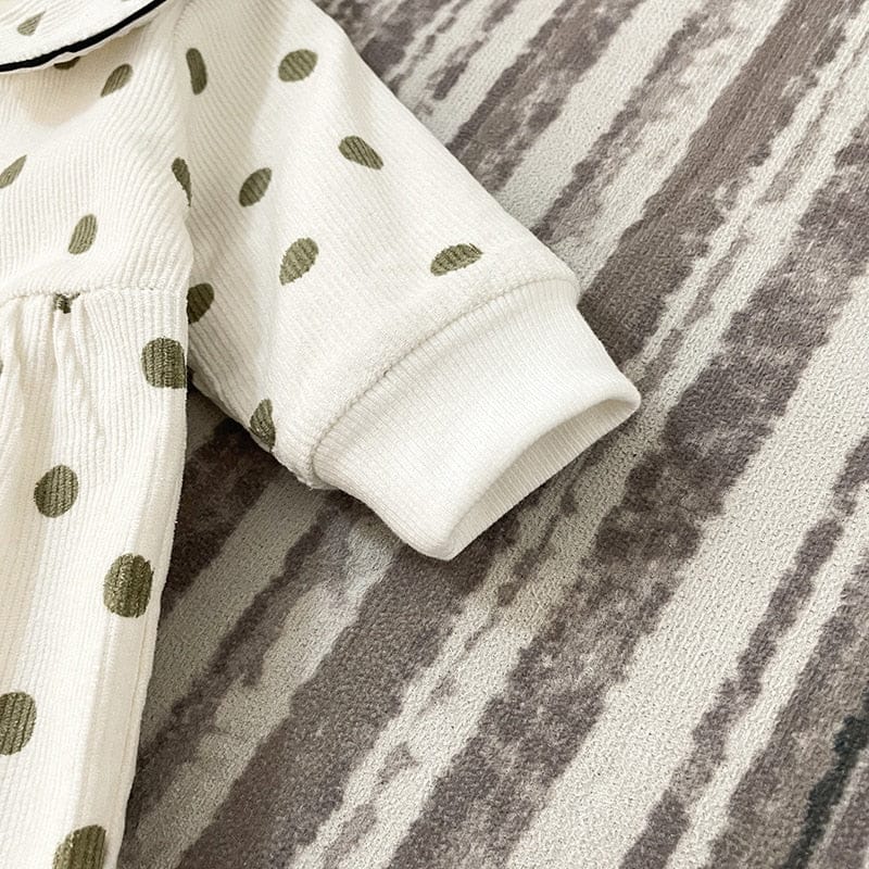 長袖ジャンプスーツ ベビー みずたま コーデュロイ ロンパース ジャンプスーツ【mh0000116】