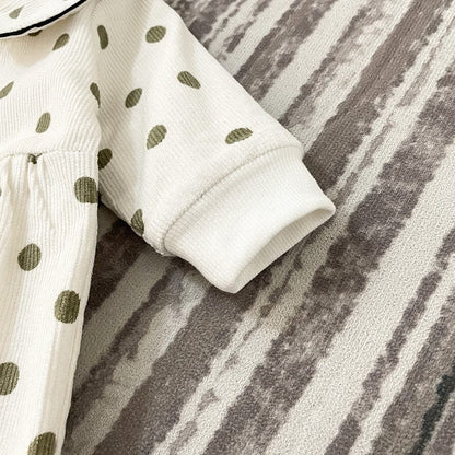 長袖ジャンプスーツ ベビー みずたま コーデュロイ ロンパース ジャンプスーツ【mh0000116】