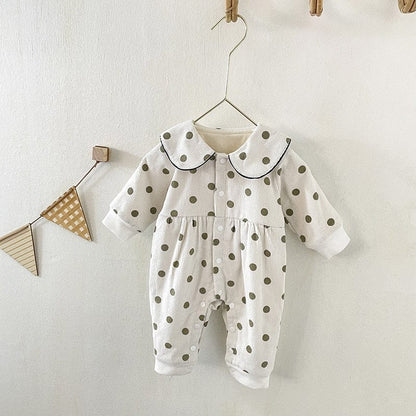 長袖ジャンプスーツ ベビー みずたま コーデュロイ ロンパース ジャンプスーツ【mh0000116】