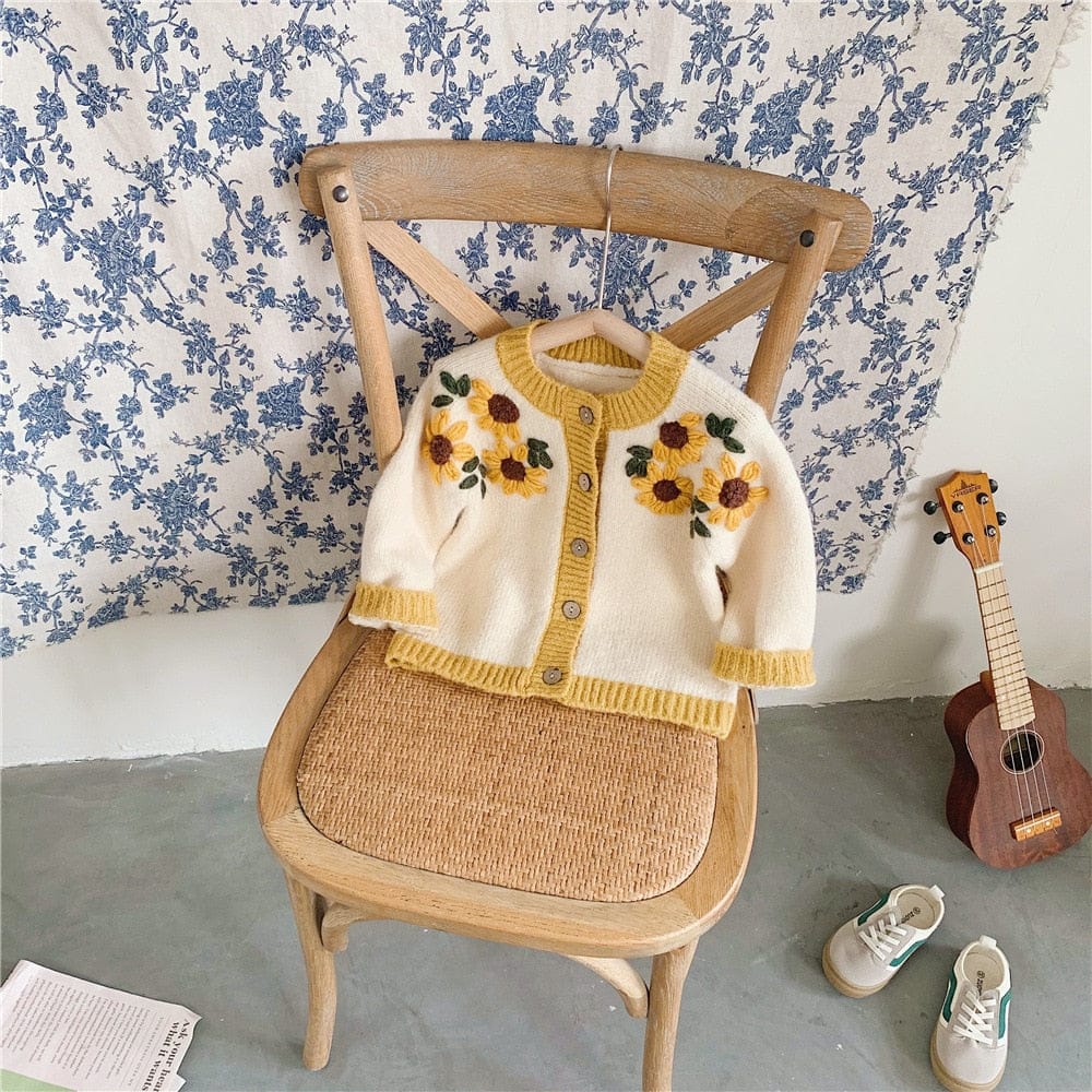 カーディガン・パーカー キッズ ニット ひまわり カーディガン【mh0000124】