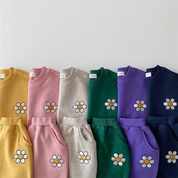 長袖セットアップ ベビー セットアップ フラワー 刺繍 トレーナー スウェット パンツ【mh0000125】