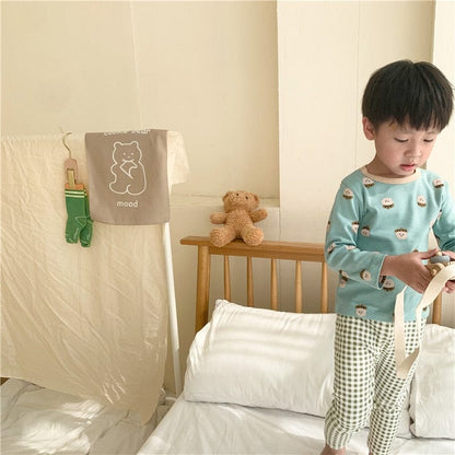 長袖パジャマ キッズ パジャマ セット トップス チェック パンツ【mh0000127】