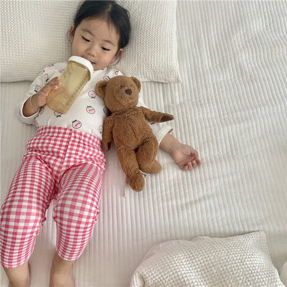 長袖パジャマ キッズ パジャマ セット トップス チェック パンツ【mh0000127】