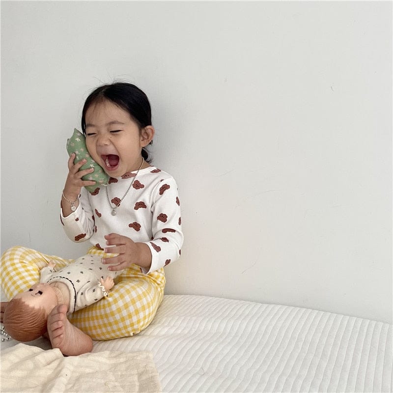 長袖パジャマ キッズ パジャマ セット トップス チェック パンツ【mh0000127】