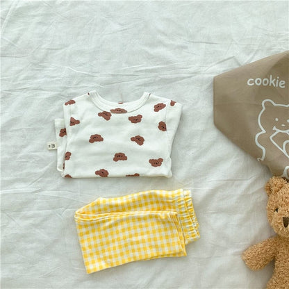 長袖パジャマ キッズ パジャマ セット トップス チェック パンツ【mh0000127】