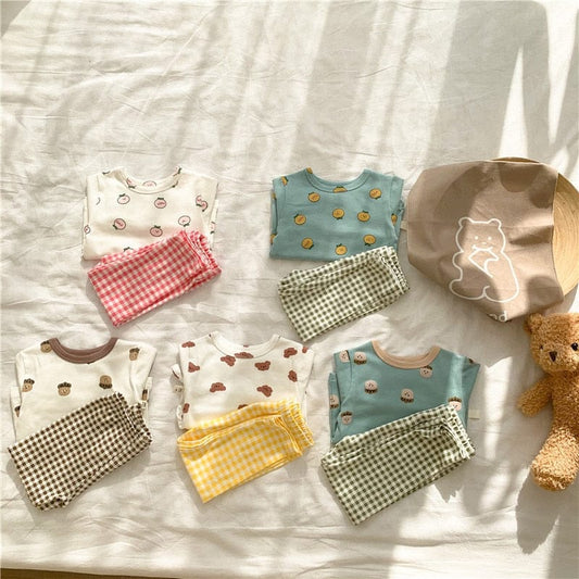 長袖パジャマ キッズ パジャマ セット トップス チェック パンツ【mh0000127】