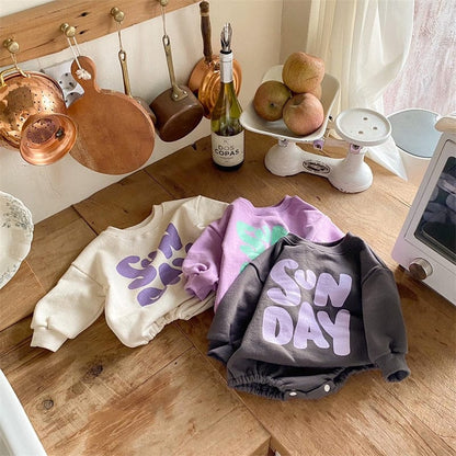 長袖ロンパース ベビー レターロゴプリント 長袖ロンパース【mh0000148】