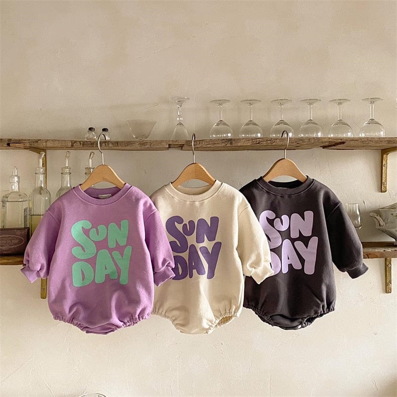 長袖ロンパース ベビー レターロゴプリント 長袖ロンパース【mh0000148】