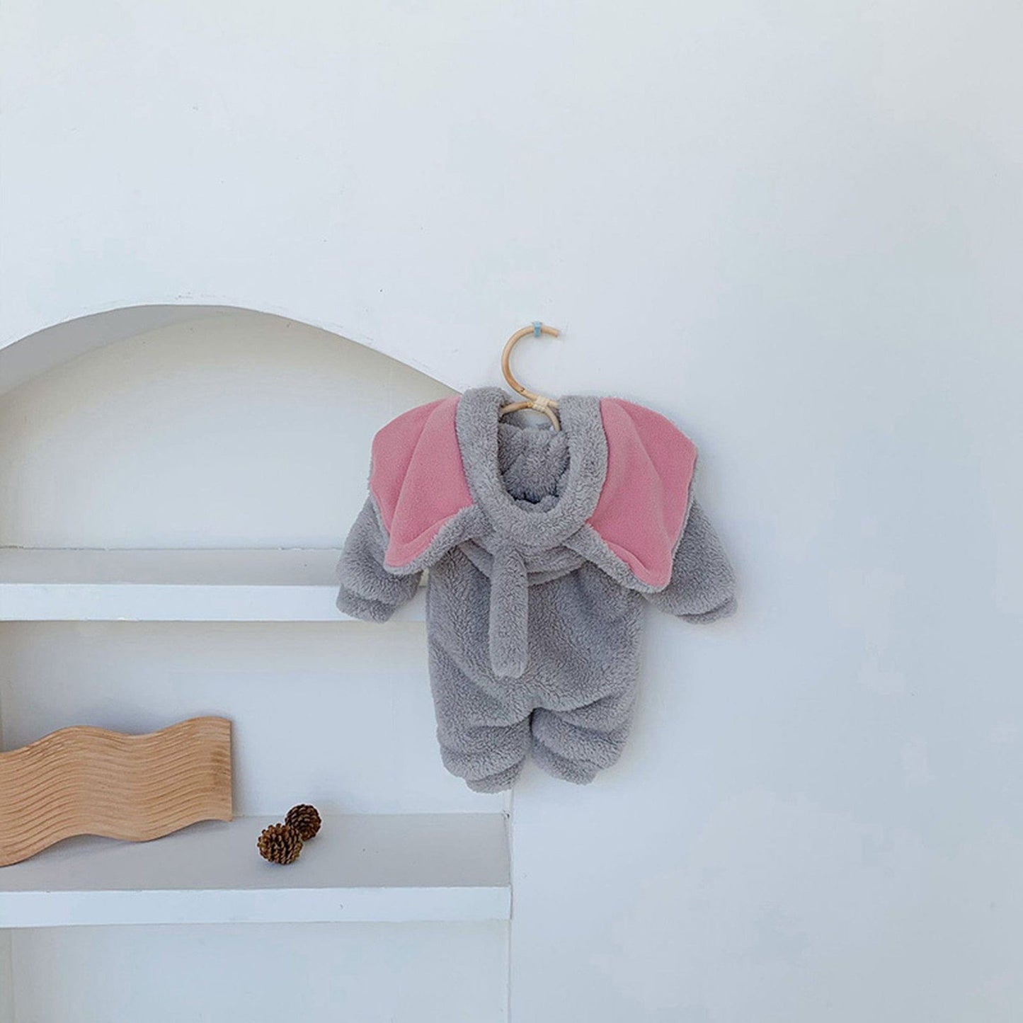 アウタージャンプスーツ ベビー ぞう 耳付き フーディ フリース アウター ジャンプスーツ【mh0000205】