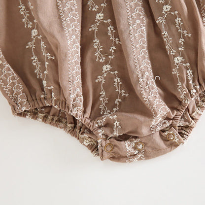 長袖ロンパース ベビー 刺繍 フラワー パール レース 長袖ロンパース【mh0000207】