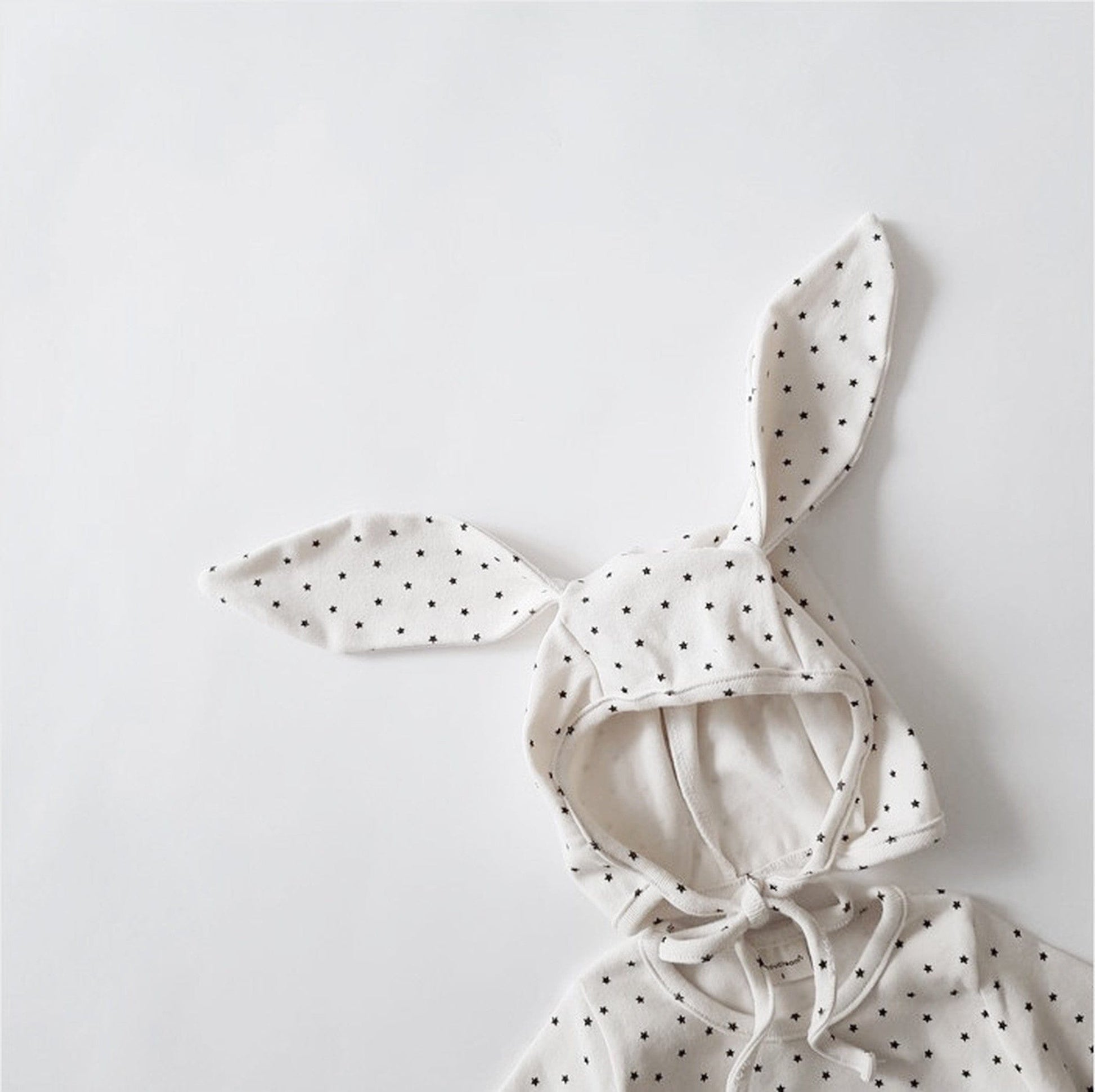 長袖ロンパース ベビーロンパース 帽子セット みずたま水玉 長袖ボディスーツうさ耳帽子【mh0000209】