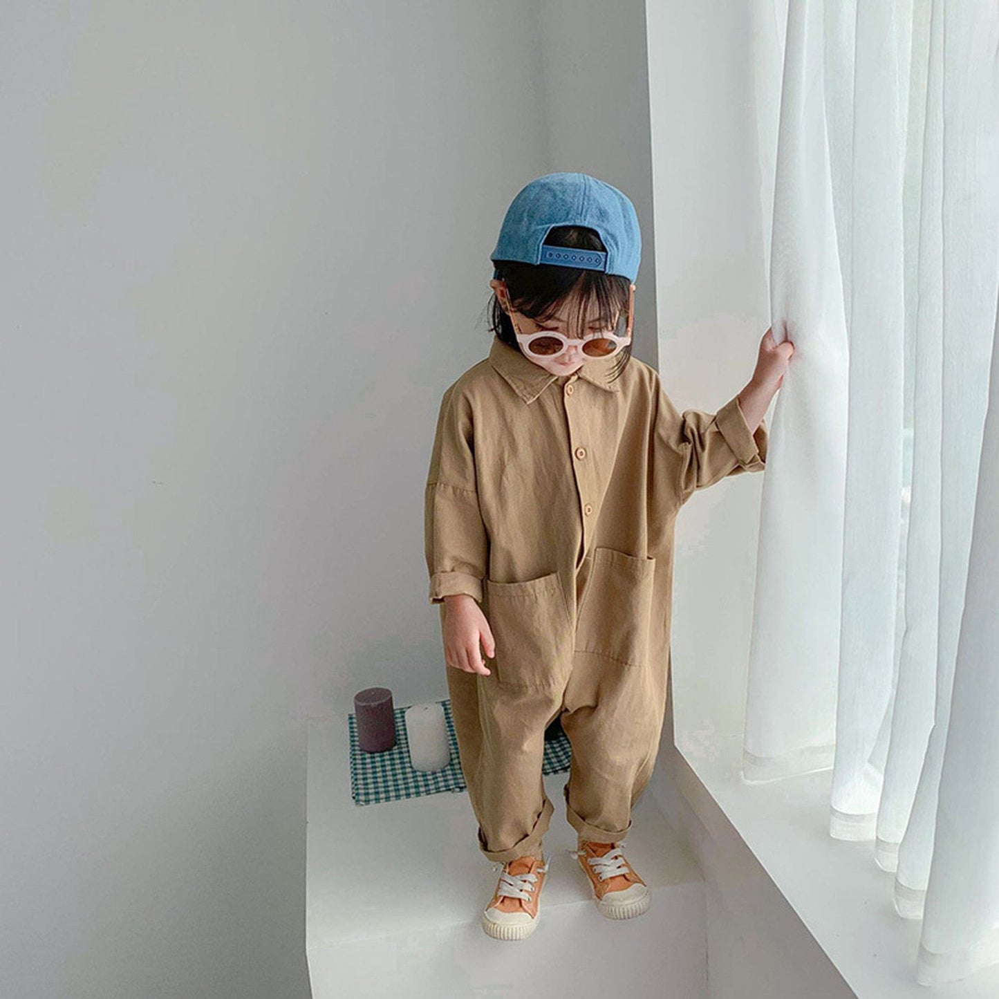 長袖ジャンプスーツ キッズ デニム つなぎ オールインワン ジャンプスーツ【mh0000225】