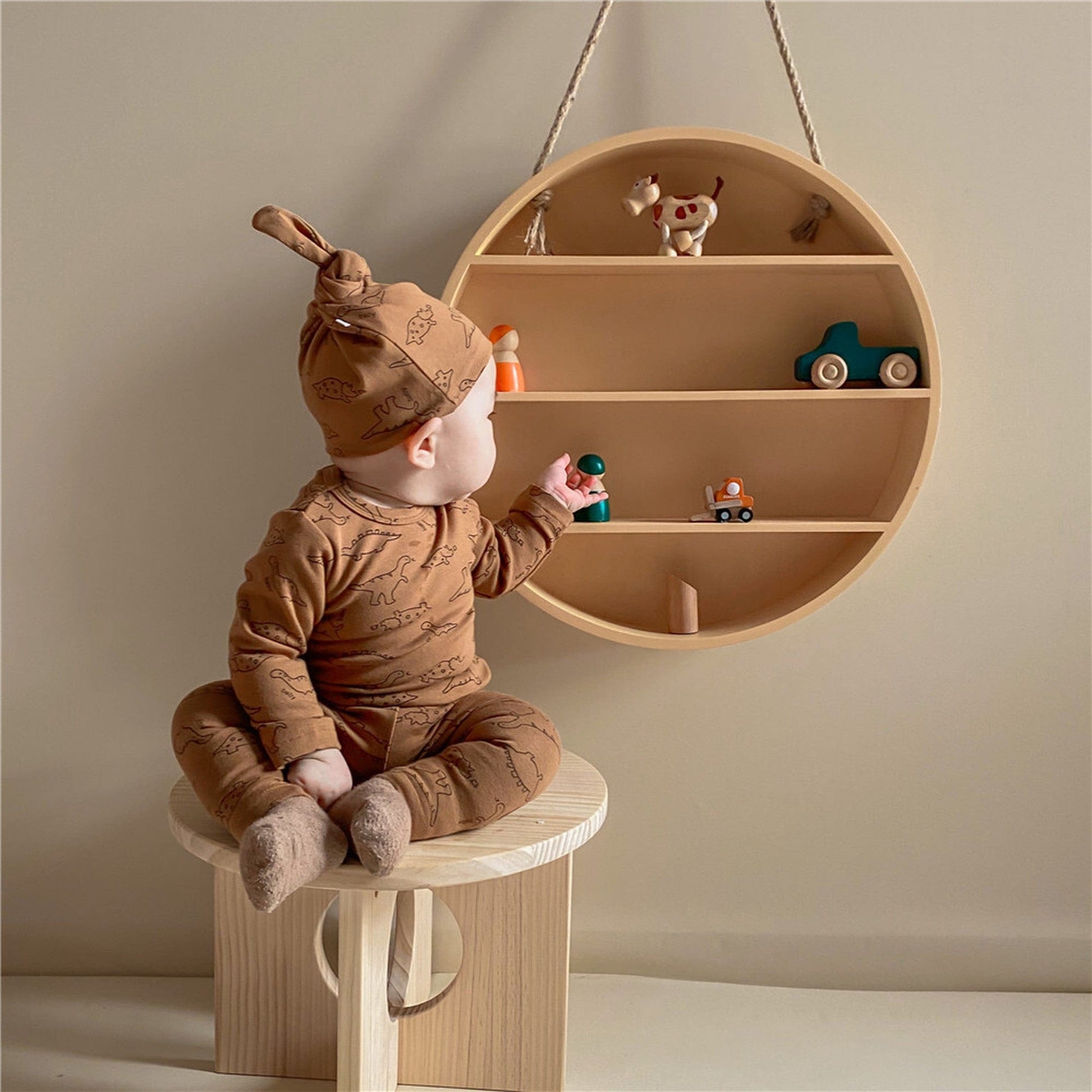 ロンパースセットアップ ベビー 恐竜 ダイナソー セットアップ ロンパース 帽子 トップス パンツ【mh0000227】