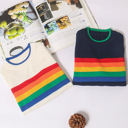 ニット・セーター キッズ レインボー ボーダー ニット セーター【mh0000266】