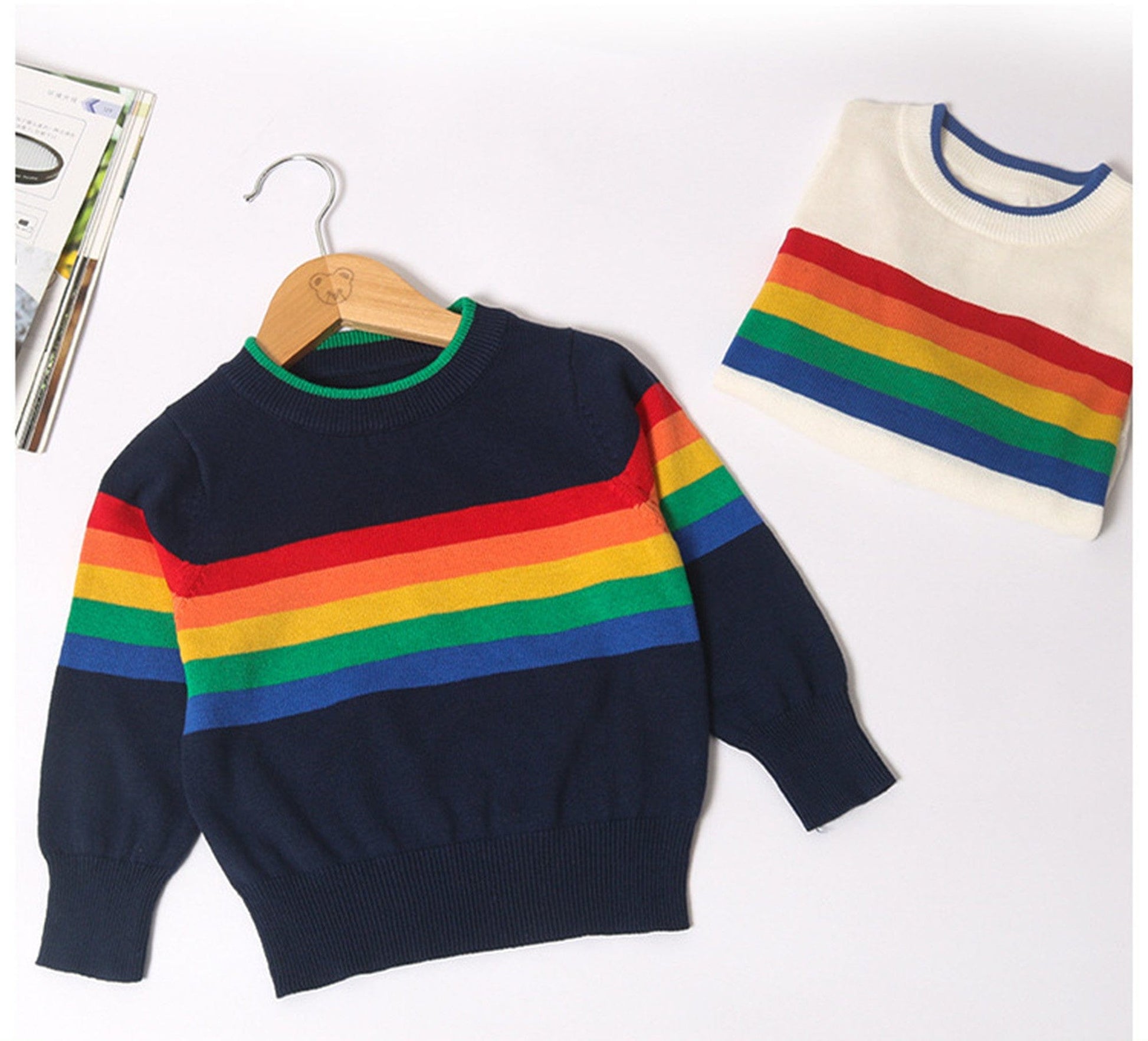 ニット・セーター キッズ レインボー ボーダー ニット セーター【mh0000266】