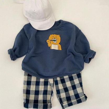 トレーナー・フーディ ベビー アニマル 歯磨き トレーナー チェック パンツ【mh0000296】