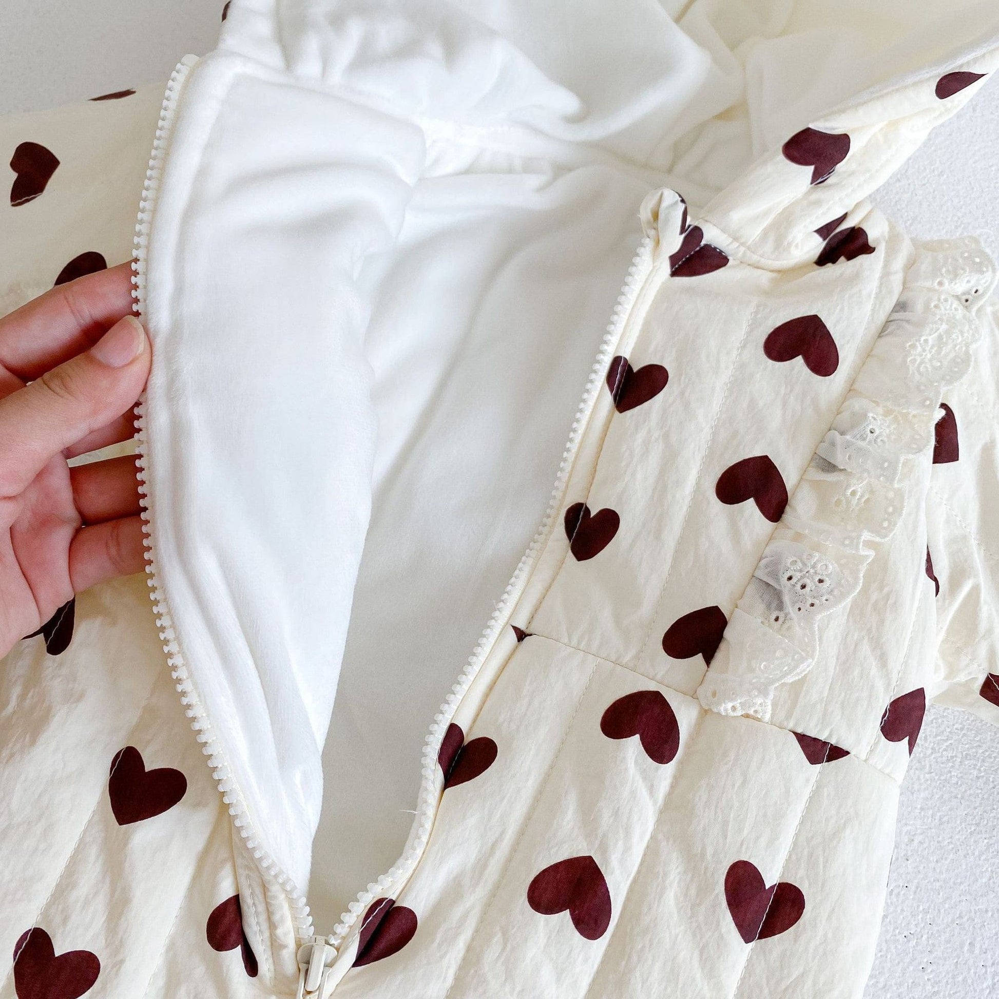 アウタージャンプスーツ ベビー ハート さくらんぼ チェリー フーディ アウター ジャンプスーツ【mh0000307】