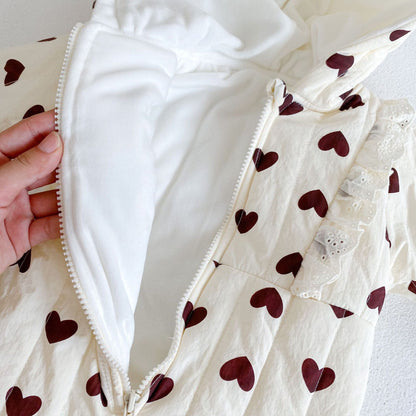 アウタージャンプスーツ ベビー ハート さくらんぼ チェリー フーディ アウター ジャンプスーツ【mh0000307】