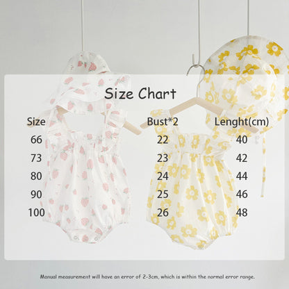 ノースリーブロンパース ベビー フラワー ロンパース 帽子 セット【mh0000318】