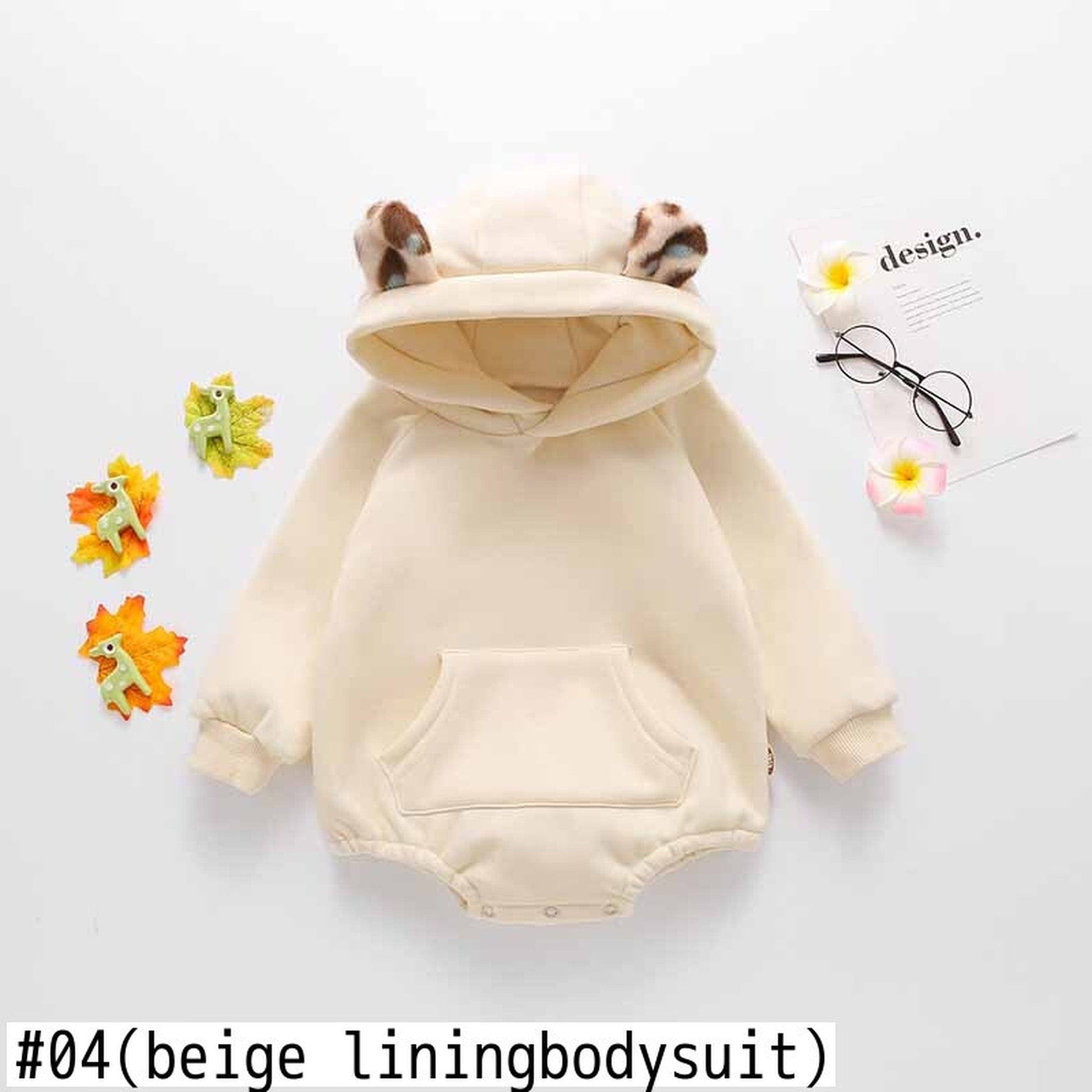 長袖ロンパース ベビー レオパード 耳付き フーディ ロンパース 足つき レギンス パンツ【mh0000340】