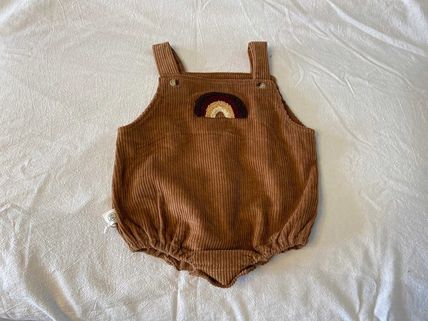 ノースリーブロンパース ベビー コーデュロイ レインボー ロンパース【mh0000364】