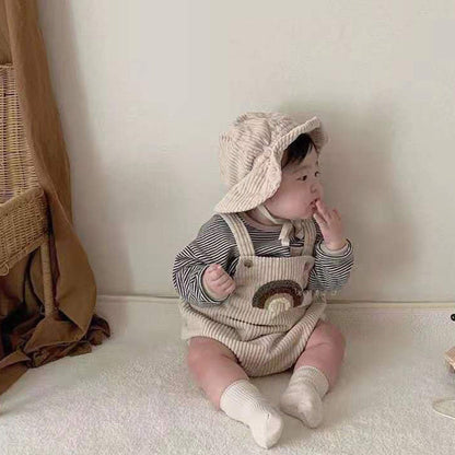 ノースリーブロンパース ベビー コーデュロイ レインボー ロンパース【mh0000364】