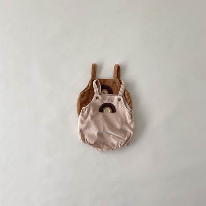 ノースリーブロンパース ベビー コーデュロイ レインボー ロンパース【mh0000364】