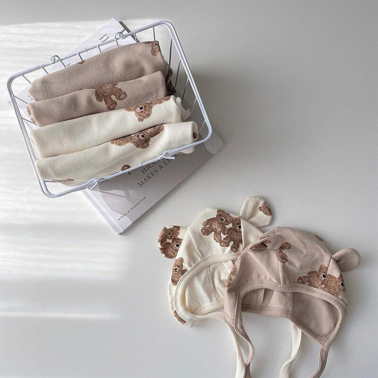 長袖ロンパース ベビー くま ベア ロンパース 耳帽子 セット【mh0000366】