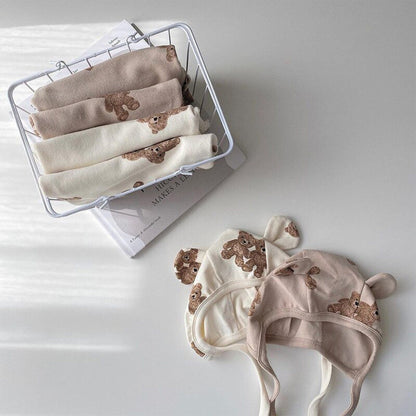 長袖ロンパース ベビー くま ベア ロンパース 耳帽子 セット【mh0000366】