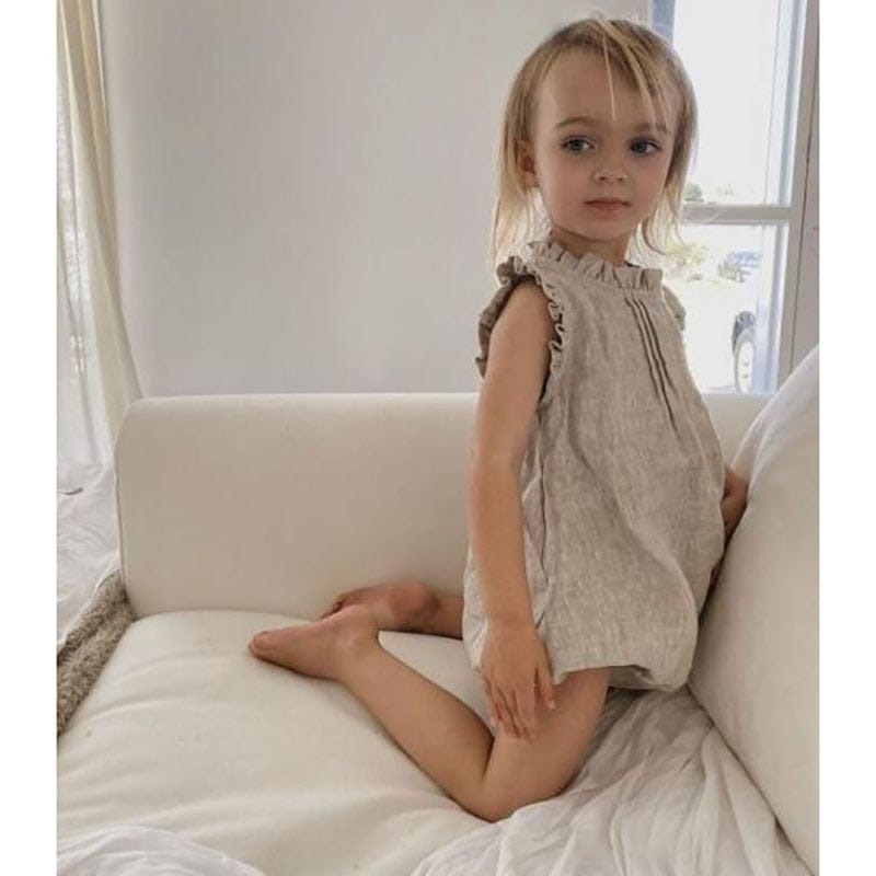 ノースリーブロンパース ベビー コットンリネン ノースリーブ ロンパース【mh0000367】