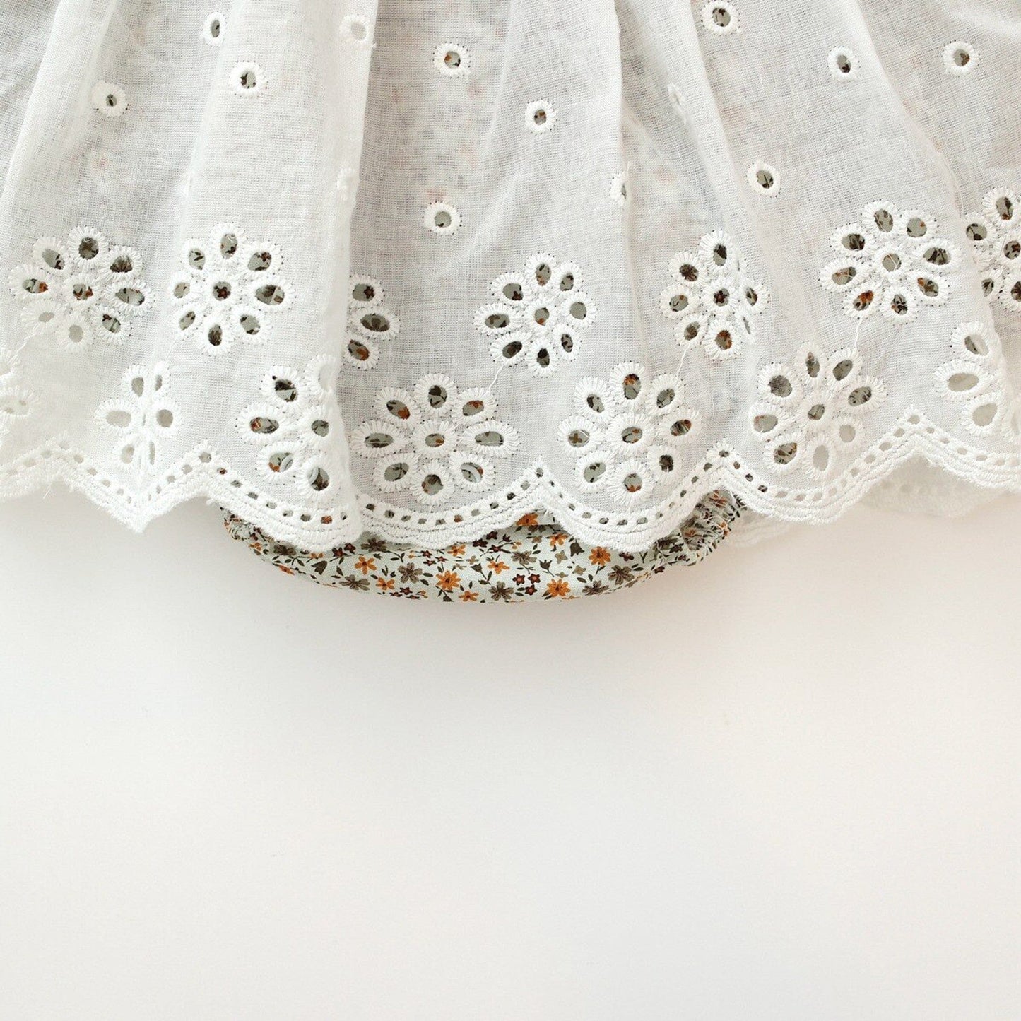 長袖ロンパース ベビー フラワー エプロン スカート ロンパース【mh0000398】