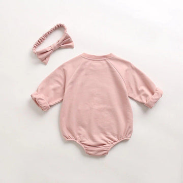 長袖ロンパース ベビー フラワー ロンパース リボン ヘアバンド セット【mh0000400】