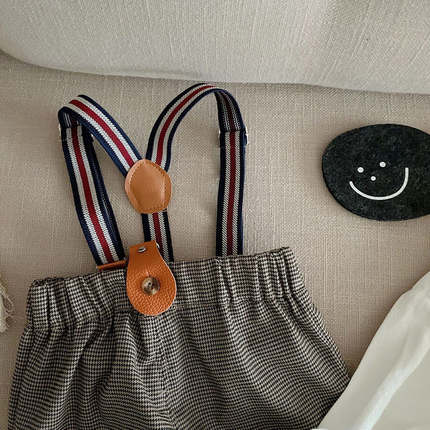 長袖セットアップ ベビー セットアップ リボン シャツ チェック サスペンダー パンツ お出かけ【mh0000424】